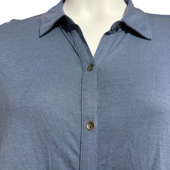 J.Jill slate blue button front long sleeve tunic blouse - women's large - Picture 5 of 9